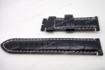 22mm Panerai Replica Watch Bands Black Leather Band
